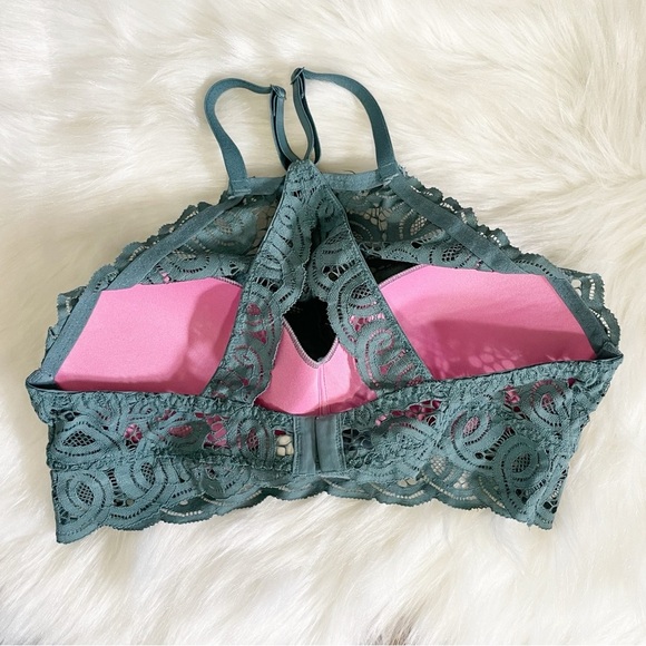 NWOT PINK Victoria’s Secret Push Up Lace Bralette Racerback Bra M - Picture 4 of 6